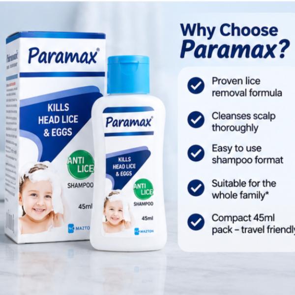 Paramax Anti-Lice Shampoo 45ml Permethrin 1% Lice & Nit Treatment
