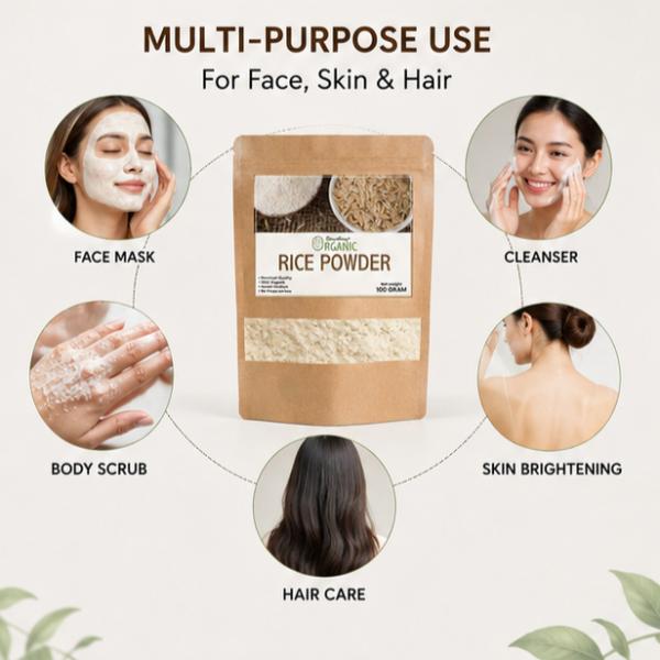 Rice Powder for Skin 100g Natural Exfoliator Brightening Face Body Scrub