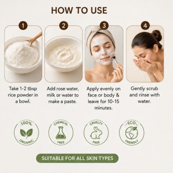 Rice Powder for Skin 100g Natural Exfoliator Brightening Face Body Scrub