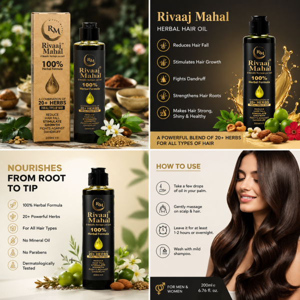 Rivaaj Mahal Hair Oil 200ml Herbal Blend for Strong Shiny Healthy Hair