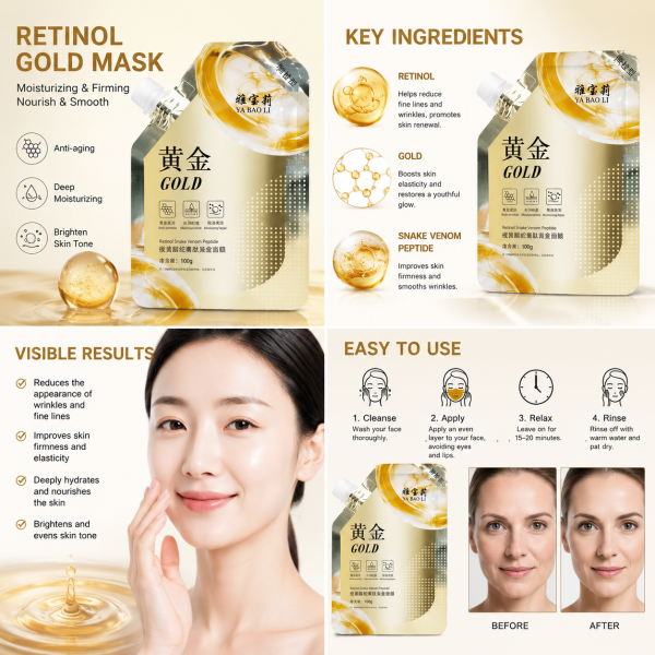 SADOER Venom Gold Retinol Peptide Facial Mask 100g Moisturizing