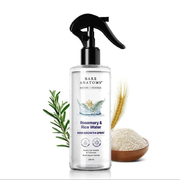 Rosemary Water Spray for Hair Growth & Hair Fall Control - 200ml | Rice Water Hair Serum for Stronger Hair | Natural Hair Tonic for Men & Women