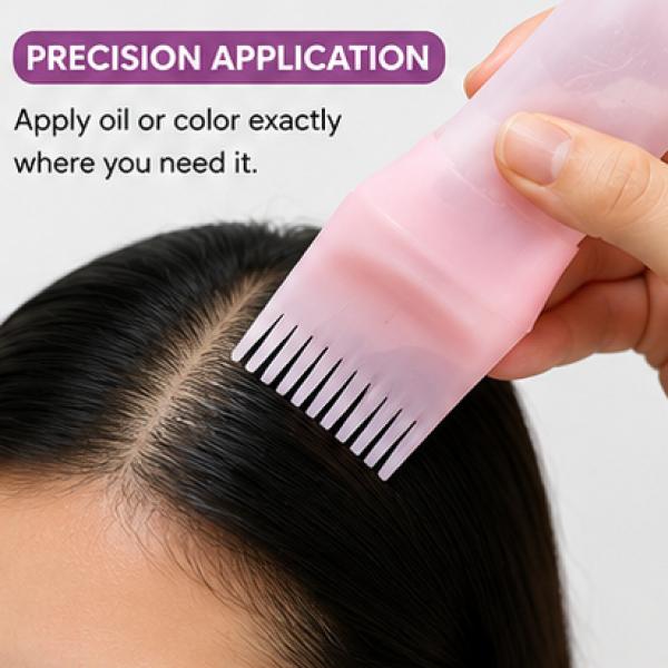 Silicone Hair Oil Applicator Bottle with Comb Graduated Scale 3 Colors
