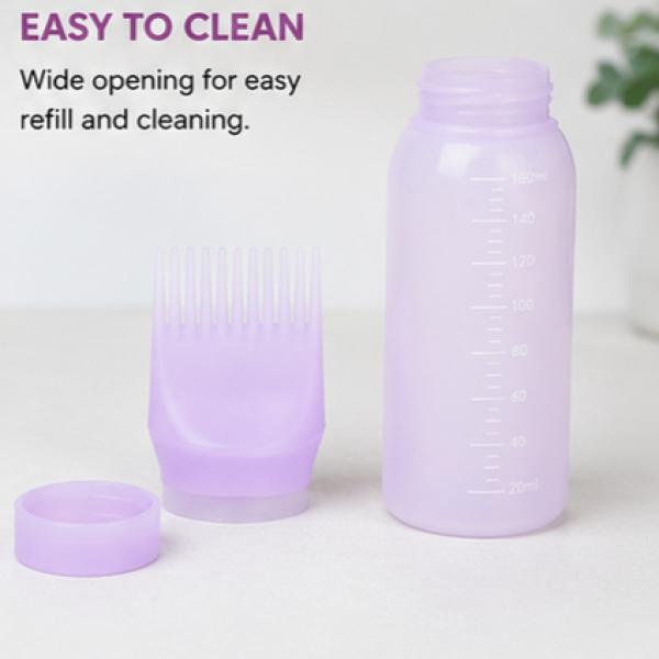 Silicone Hair Oil Applicator Bottle with Comb Graduated Scale 3 Colors
