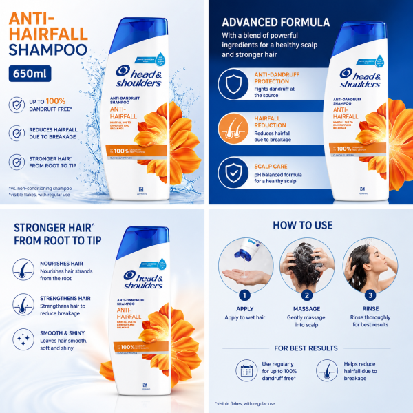Anti Hairfall Shampoo 650ML – Strengthening & Scalp Care Formula