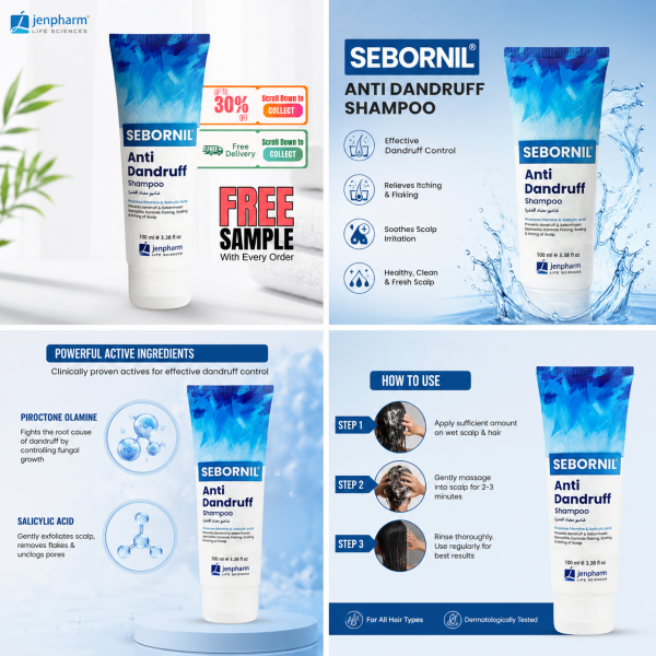 Jenpharm Sebornil Shampoo 100ML – Anti-Dandruff & Scalp Care