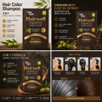 KalaKola Hairwell Medium Brown Hair Color Shampoo Sachet – 3-in-1