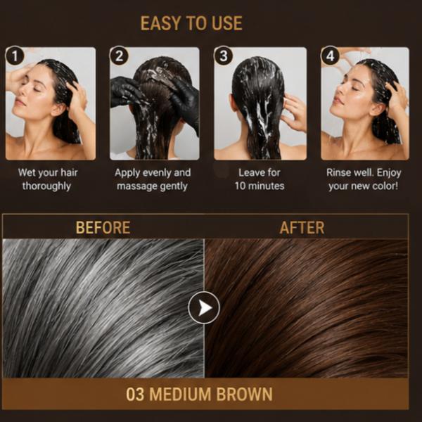 KalaKola Hairwell Medium Brown Hair Color Shampoo Sachet – 3-in-1