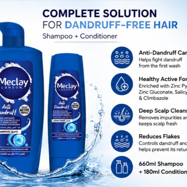 Meclay London Anti Dandruff Shampoo 660ML + Conditioner 180ML