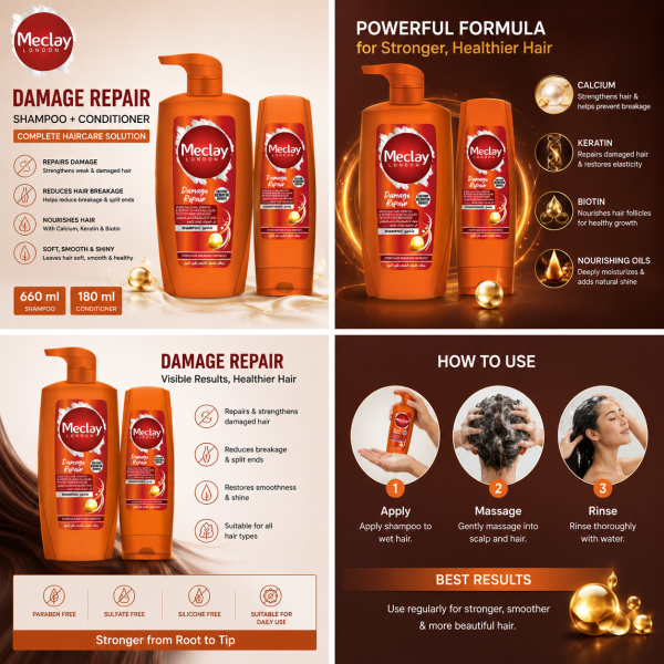 Meclay London Damage Repair Shampoo 660ML + Conditioner 180ML Set
