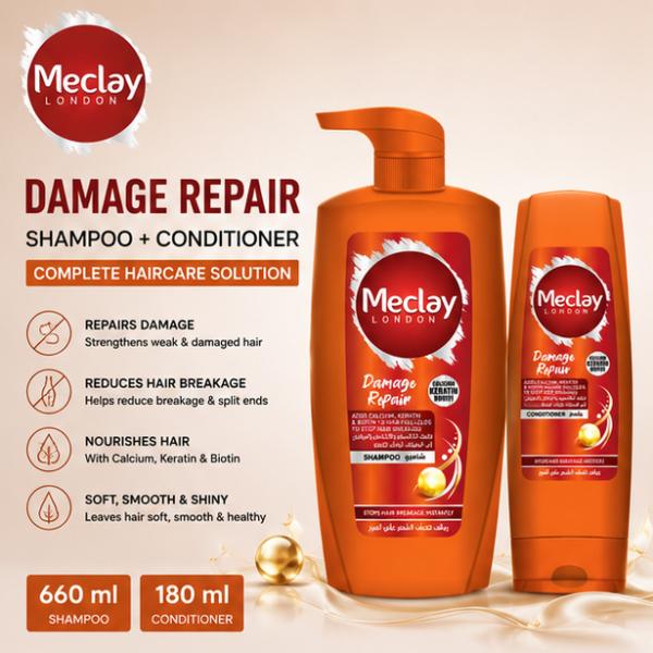 Meclay London Damage Repair Shampoo 660ML + Conditioner 180ML Set