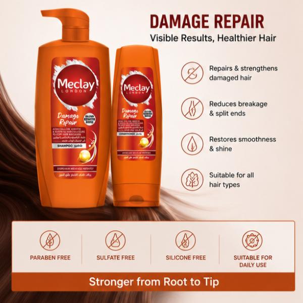 Meclay London Damage Repair Shampoo 660ML + Conditioner 180ML Set