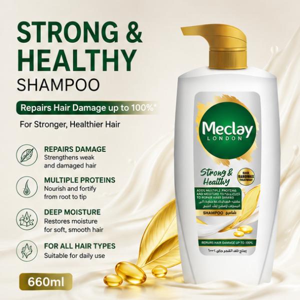 Meclay London Strong & Healthy Shampoo 660ML – Damage Repair Care
