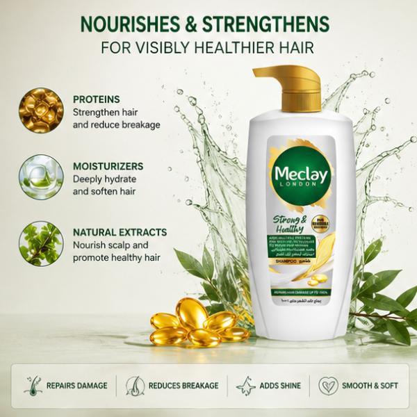 Meclay London Strong & Healthy Shampoo 660ML – Damage Repair Care