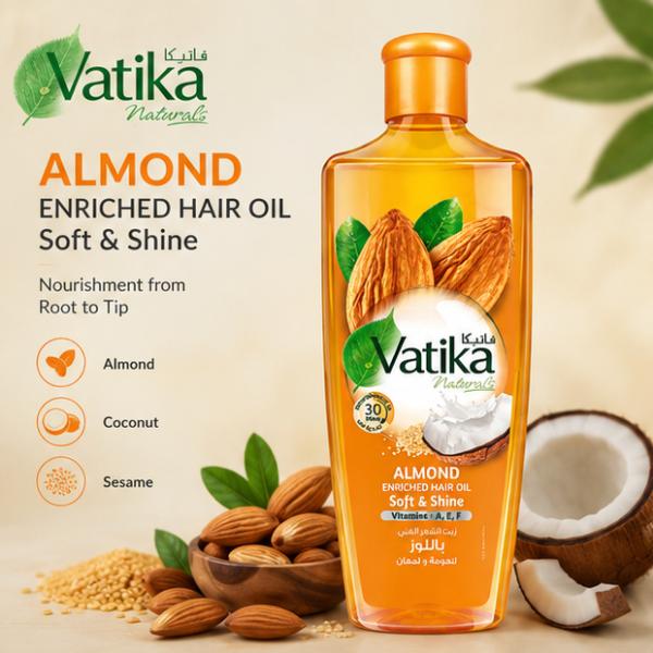 Vatika Almond Hair Oil 300ml with Almond, Coconut & Sesame Nourishment