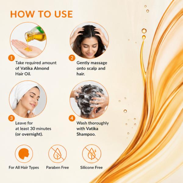 Vatika Almond Hair Oil 300ml with Almond, Coconut & Sesame Nourishment