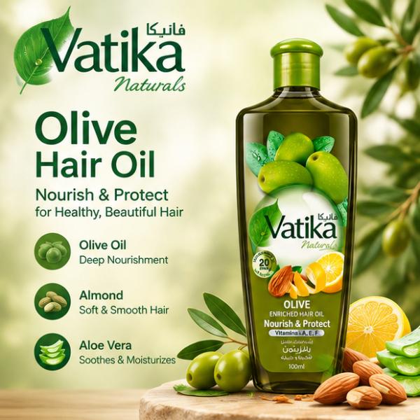 Vatika Olive Hair Oil 100ml | Olive, Almond & Aloe Vera Nourishment