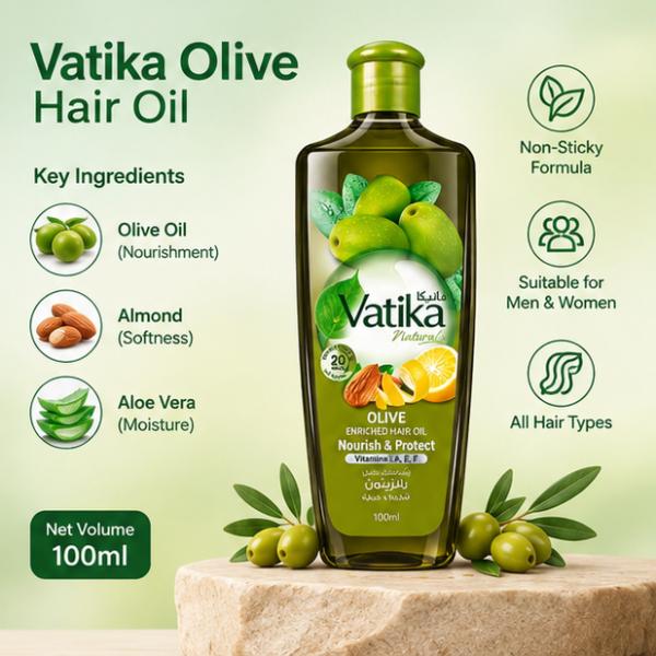 Vatika Olive Hair Oil 100ml | Olive, Almond & Aloe Vera Nourishment