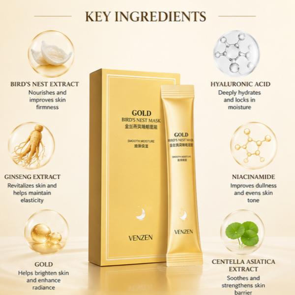 VENZEN Gold Bird's Nest Sleeping Mask 4ml x 20 Hydrating Nourishing