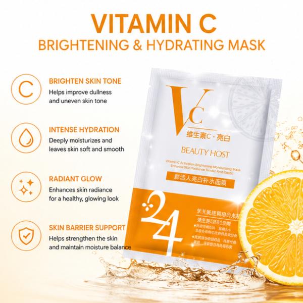 Vitamin C Face Mask Pack of 5/10 – Moisturizing Brightening Sheet Mask