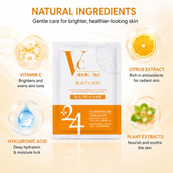Vitamin C Face Mask Pack of 5/10 – Moisturizing Brightening Sheet Mask